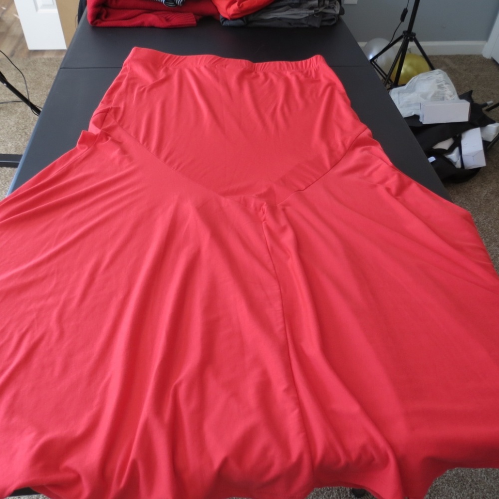Red Flared Maxi Skirt